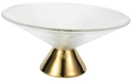 TOYANDONA Assiette à Fruits Sur Pied En Verre Transparent, Grosse Capacité Texture Verticale, Plateau Décoratif Pour Salon Et Service, Pour Fruits, Biscuits Et Apéritifs