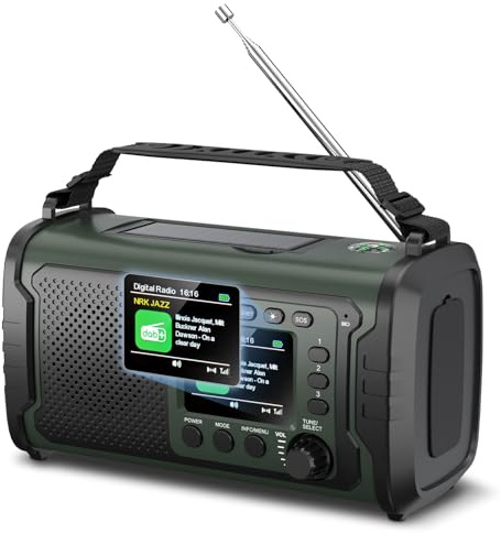 Radio di Emergenza DAB+/FM 20000mAh con Powerbank, Solare e Manovella