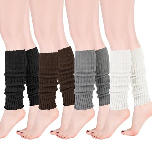 Zuimei Leg Warmers for Women, Retro Acrylic Knitted | Leg Warmers Ladies, Long Boot Cuff Knee Socks, Stylish Ankle Warmer for 80s Party Ballet Dance Skating Yoga Dance