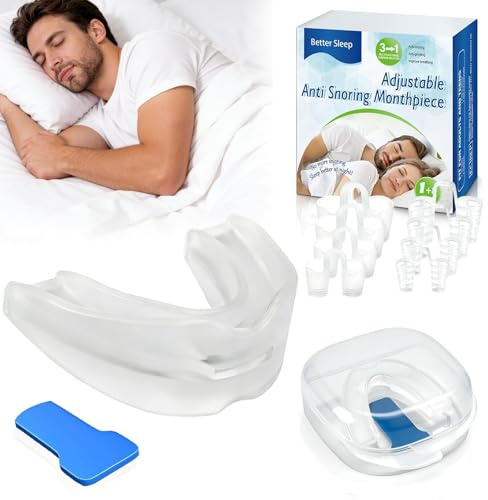 Anti Ronflement Efficace Puissant, Orthese Anti Ronflement et 4 tailles 8 Dilatateur Nasal, Confortable Orthèse Mandibulaire pour Réduire Ronflement,Bruxism,apnée du sommeil,Améliorer le sommeil