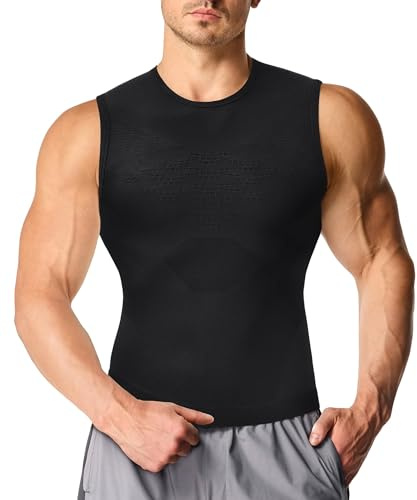 KUMAYES Compression Vest Men Shapewear Tank Top Slimming Undershirts | Mens Compression Shirt Tummy Control Vest, Seamless Athletic Body Shaper, abrasion resistance & quick-dry for workout