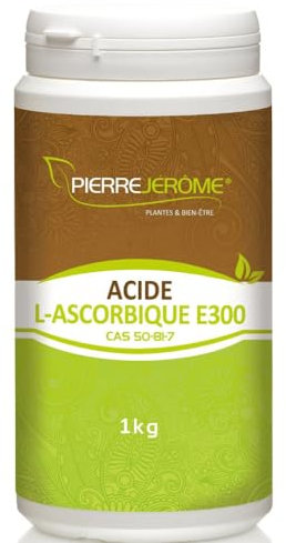 Acide L-Ascorbique E300 1 Kilo en poudre - Vitamine C - 100% Acide L'Ascorbique – Pure à 100% - Participe au renforcement du système immunitaire - Pierre Jérôme®