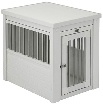 New Age Pet ECOFLEX InnPlace Dog Crate & End Table, Indoor Furniture Style Pet Kennel for Small, Medium, Large & XL Dogs, Durable Composite, Antique White, Small