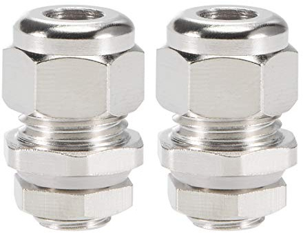 sourcing map M8x1.25 Cable Abrazadera 5mm-7mm Cable Agujero Impermeable Metal Junta Ajustable Contratuerca con Arandela 2Uds