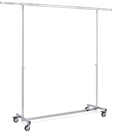 Kleider-Rollständer, klappbar | Garderobenständer höhen- u. breitenverstellbar B143-205 x T50 x H146-216 cm | Zusammenfaltbarer Profi-Textilständer, Traglast ca. 60 kg | 80 mm Gummirollen