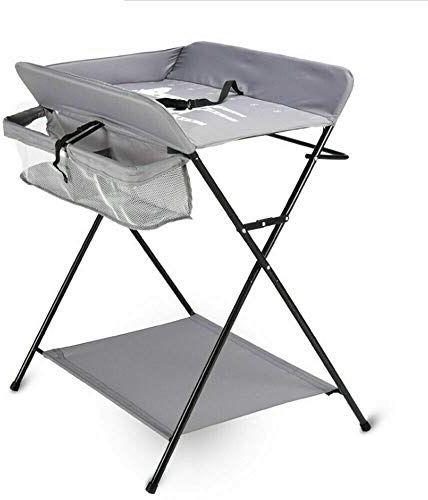 Cambiador de pañales para bebé, mesa para el cuidado del recién nacido, mesa de masaje, mesa para cambiar pañales, mesa multifuncional plegable, 3 compartimentos, 80 x 63 x 96 cm