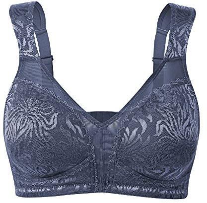 Wingslove Femme Soutien-Gorge Minimiseur Grande Taille Non Rembourré sans Armature(Gris Bleu,95D)