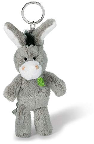 NICI 47868 Schlüsselanhänger Esel mit gesticktem Kleeblatt 10cm, GRAU