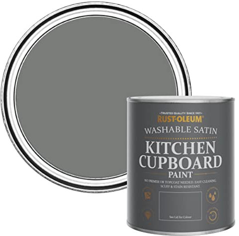 Rust-Oleum Grey Scrubbable Kitchen Cupboard Paint in Satin Finish - Torch Grey 750ml