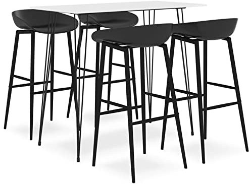Camerina 5-TLG. Bar-Set Stehtisch Outdoor Bartisch-Set Bar MöBel Bar Outdoor Theke Garten Theke Bar Weiß und Schwarz 3057409