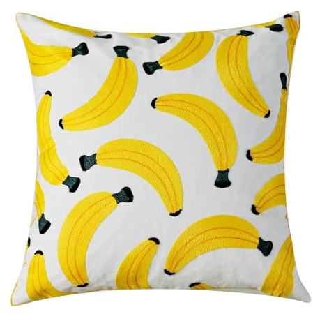 Fundas de cojín bordadas de plátano amarillo, fundas de cojín cuadradas decorativas coloridas para casa de campo, sala de estar, dormitorio, sofá, decoración del hogar, 45 x 45 cm