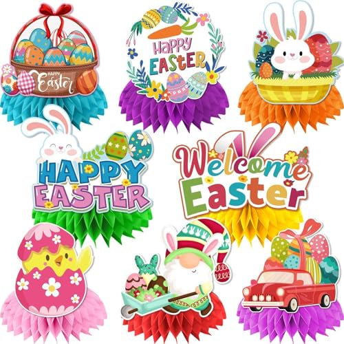 JSTHHTT 8 Pezzi Addobbi Pasquali in Carta Colorate, Decorazioni Pasquali Fai da Te, Riutilizzabili Pasqua Decorazioni per Decorazione Interna ed Esterna Primavera