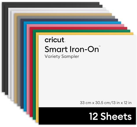 Cricut Smart Iron-On™ Vinyl, no Cutting mat, Variety Pack, 33 x 30.5 cm (13 in x 12 in), 12 pcs