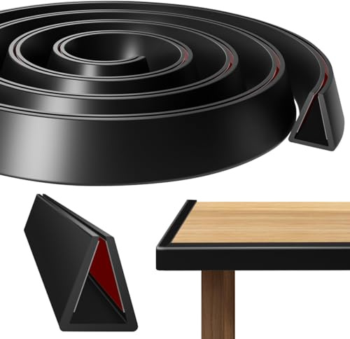 Bordatura Autoadesiva per Mobili a Forma di U Striscia di Protezione del Bordo del Desktop Silicone Protezione per Bordi per Tavolo Armadietto Piano di Lavoro Nero 10mm*3metri (3, Nero, 10mm)