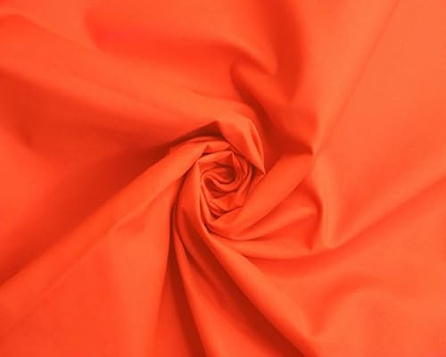 Polycotton -112cm, Durable for Sewing & Dressmaking (Orange, 1 Meter)