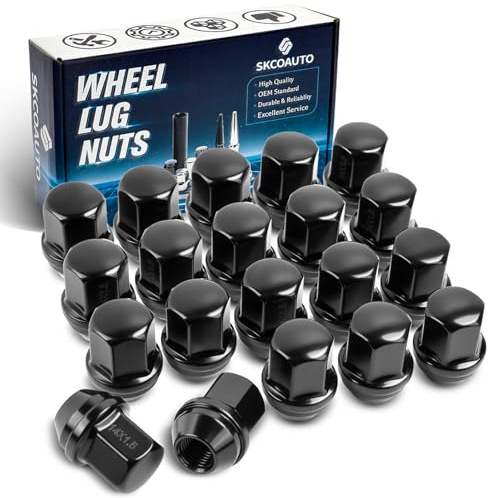 M14x1.5 Wheel Lug Nut 20pcs Black Lug Nuts Compatible with Camaro Corvette Impala Lug Nuts 1.5 inch Length