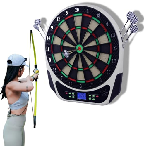 Set di Freccette elettroniche Professionali con Display Digitale LCD, 18 categorie di Giochi, 159 modalità, Bersaglio per Freccette con punteggio Automatico e Freccette con Punta Morbida, Adatto