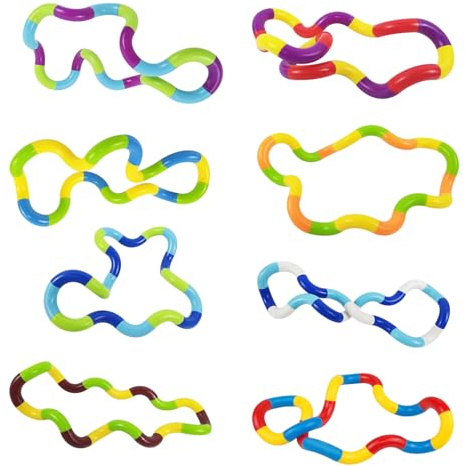 DYSWTUE 8 Pièces Tangle Fidget Tool, Soulage l'Anxiété, la Concentration de Concentration, Outil de Décompression Torsadé par Doigt de Soulagement du Stress, pour la Maison, Le Bureau