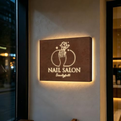 Neonapm Insegna LED con Logo Luminoso Personalizzabile, Corten Ruggine