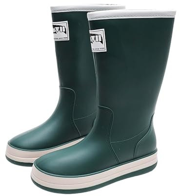 Generisch Botas de goma para mujer de caña alta y ancha, cómodas botas de lluvia para mujer, botas de lluvia impermeables, tallas grandes, zapatos de jardín, minimalistas, botas de lluvia al aire