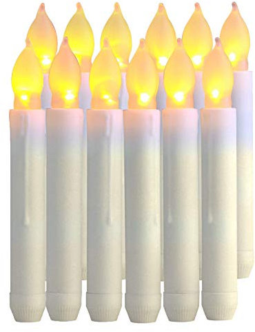 Velas LED Sin Fuego,12pcs Velas Electrónicas Funciona con Pilas Velas Sin Llama LED Taper Velas de Luz para San Valentín,Cumpleaños,Fiestas,Navidad,Festivales,Decoración (Luz Blanca Cálida)