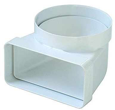 La Ventilazione CGV126B - Curva di collegamento D/100 a 120x60 mm per Aerazione Canalizzata Cappa Cucina da Tubo Tondo a Rettangolare e Viceversa, In Pvc Colore Bianco