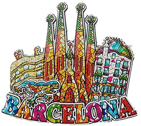 Magnete da frigorifero 3D in stile mosaico Barcellona Spagna, souvenir, regalo, decorazione per casa e cucina, adesivo magnetico da collezione Barcellona Spagna