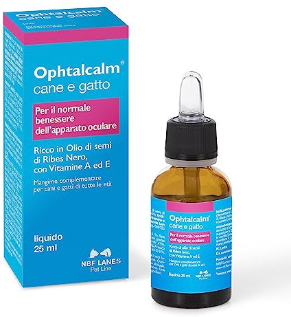 NBF Lanes | Ophtacalm Cane e Gatto, Gocce 25 ml, per il Normale Benessere dell’Apparato Oculare del Cane e del Gatto