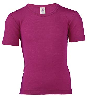 Engel, T-Shirt Bambini, 70% Lana Biologica, 30% Seta (14 Anni, Lampone)
