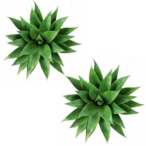 Velener Artificial Agave Plant Set,18 Inch, Faux Aesthetic Plants for Home Decor, Realistic UV Resistant Fake Agave Plants Without Pot, Set of 2