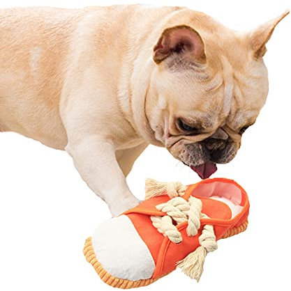 iNszkoos Welpenspielzeug, Hundespielzeug, Kauspielzeug Hund Schuhe, Lustig & Langlebig Mini-Quietschend kleine Schuhe für Welpe, Kleine Mittelgroße Hunde, Pädagogisches Spielzeug, Waschbar (Orange)