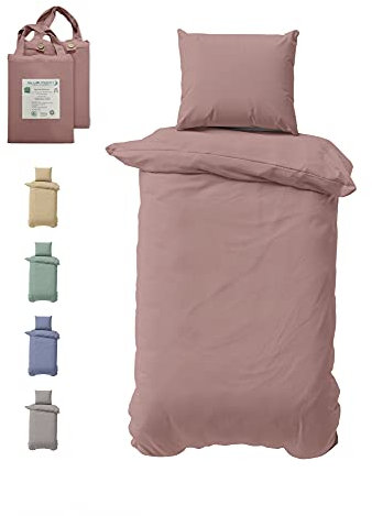BLUE MOON Bettwäsche 155x220 cm Bio Baumwolle Mako-Satin Bettwäsche - Bettbezug - Hochwertige Bettwäsche - bettwäsche-Sets - - 1x Bettbezug 155x220 cm und 1x Kopfkissenbezug 80x80 cm (Rose)