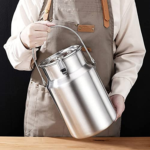 BDXZJ Bidon À Lait INOX, 201 Acier Inoxydable Boîtes de Lait, Récipient Pot À Lait avec Couvercle Hermétique Poignées Portables pour Le Stockage de Liquides 5L