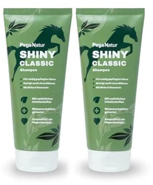PegaNatur Shiny Classic Pferdeshampoo [+Bio Aloe Vera] 200ml mit Kokosöl, Vitamin E, Rosmarin & ätherische Öle reinigt sanft & effektiv! ph neutrales Shampoo Fell Pflege Pferde Zubehör Horse Pferd