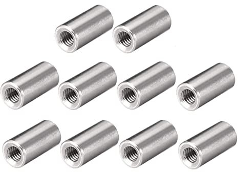 TERF® M10 (10mm) X 30mm Long Round Coupling Nut Female Threaded Bar Rod Studding Connector Round Deep Nut For Home Office Workshop Industrial Constructor and Multi Purpose Use - Pack of 10