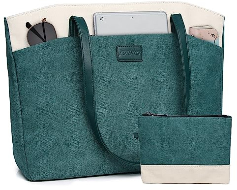 RAVUO Borsa Laptop Donna, Resistente All'acqua Tela Borse Grande Tote da 15,6 Pollici Computer Portatile Borsa Tracolla Borse Lavoro per Insegnante con Custodia Piccola Portatile