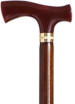 Gehstock, Gehstock, stilvolles Finish, rötliche Muschelkernperlenmanschette und robuster Buchenholzstab