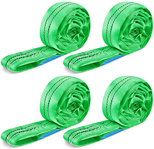 4pcs Polyester Rigging Lifting Straps for Hoist Heavy Duty Objects, Poly Endless Round Lift Sling for Hoisting Towing Cargo 5300 Lbs Vertical Capacity 4240 Lbs Choker10600 Lbs Basket(6 ft)