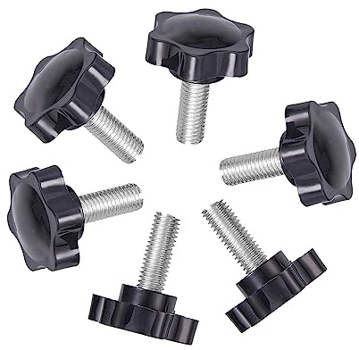 INCREWAY Vite a pollice, 6 manopole filettate M10 x 25 mm a testa di stella, zigrinata a vite a testa di testa di stella, viti di bloccaggio per macchine