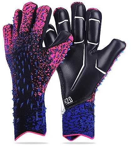 YSTP Torwarthandschuhe Jugendliche und Erwach Fußballhandschuhe Rutschfes Latexschaum Fußballtorhüter Handschuhe mit Fingersave Handgelenkschützenden Eigenschaften Größe 8 (Rosa)