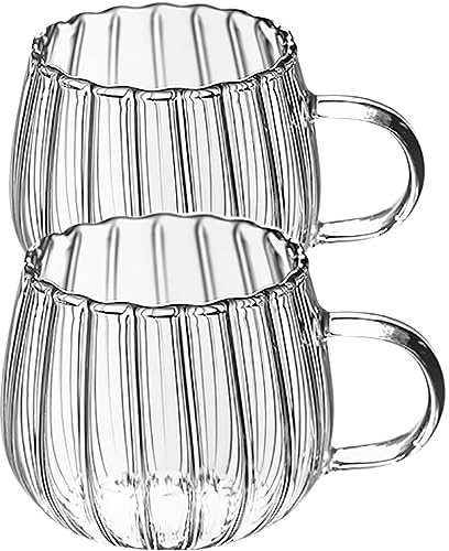 NUOBESTY 2 Tazze Da 350Ml in Vetro Trasparente Con Manico Bicchieri Resistenti Al Calore Per Latte Caffè E Tè Ideali Per Colazione E Uso Quotidiano