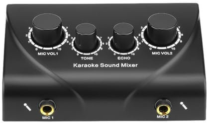 Mezclador portátil de karaoke con 2 entradas de micrófono, audio digital, máquina de karaoke, mezclador de eco para entretenimiento de fiesta familiar