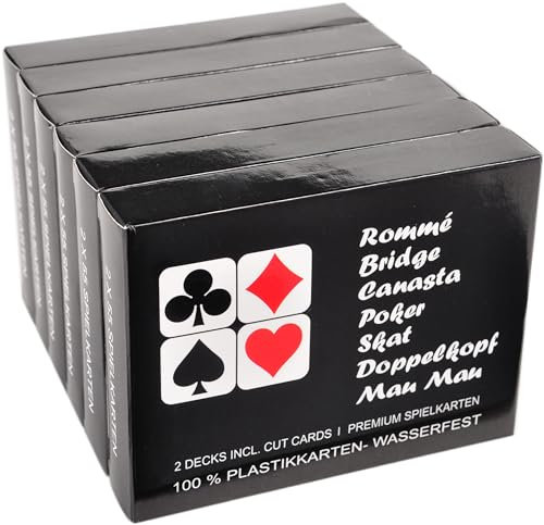 WiMi 12 X Premium Spielkarten Bridge Canasta Skat Poker Doppelkopf Rommé Karten Pokerkarten 100 Prozent Plastik -Duo Box Edition