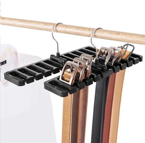 Cintre en pour Ceintures, Ensemble de 2 piècescintre de Ceinture pour Placard Cintre pour Cravate et Ceinture penderie Gain de Place Support Ceintures, Cravates, Crochets pour Foulards (Noir)