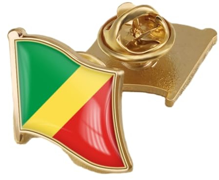 DELIGUO Broche D'Insigne De Drapeau De La République du Congo - Drapeau National du Congo Épinglette en Émail Époxy en Cristal Badge Géométrique Accessoire De Nouveauté pour Cadeaux Nationaux