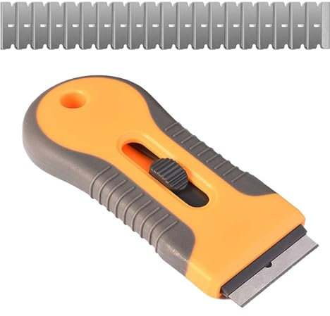 Raschietto Vetroceramica Professionale, Raschietto Vetro Piano Cottura in Ceramica Induzione con 20 Lame di Ricambio, Multiuso Lama per Pulire Vetri Rimuove Macchie Ostinate Sporco Adesivi Vernice