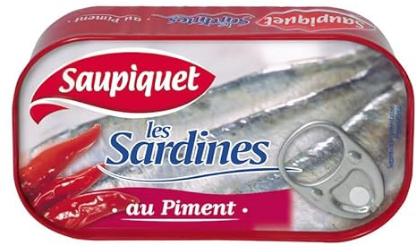 SAUPIQUET - Sardines Entières Piment et Huile de Tournesol - 12 Conserves