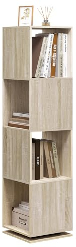 EUGAD Bibliothèque Rotative à 4 Niveaux, Colonne, 35x35x145cm, Chêne Clair