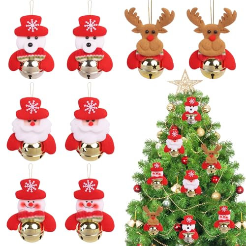 Campana di Natale per albero di Natale con Jingle Bells per decorazioni natalizie, 8 pz