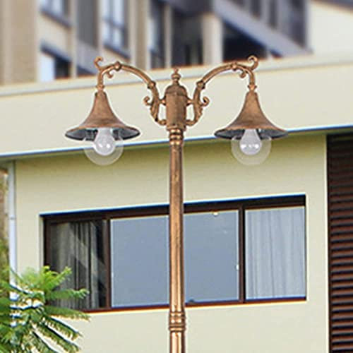 lampadaire d'extérieur Lampadaire d'extérieur, 230 cm, 90,55 pouces, éclairage de jardin, en aluminium, éclairage de chemin, étanche IP65, lampadaire à 2 têtes, alimentation secteur, bronze, 230 cm (9